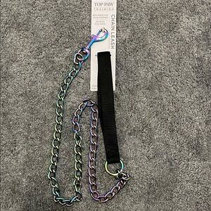 Dog Top Paw training leash. Bite proof 4’ with metallic chain NWT